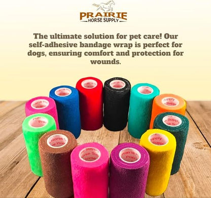 3 Inch Self Adhesive Bandage Wrap - Self-Sticking Vet Wrap - Brown, 24 Pack - color: Brown, size: 24 Rolls