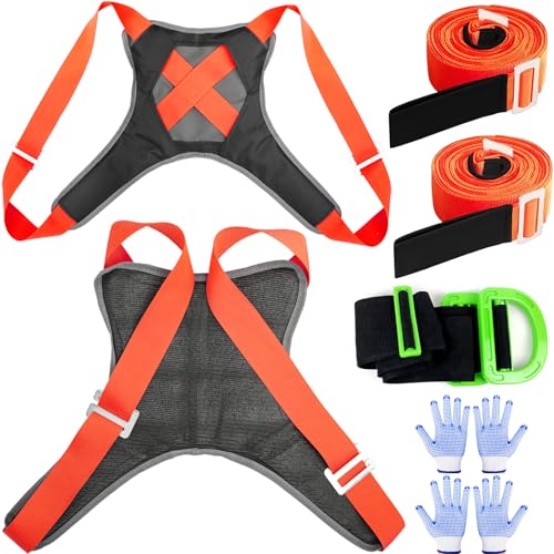 Moving Straps,Adjustable Shoulder Furniture Moving Lifting Strap Easily and Safely for 2 Movers Moving Furniture, Appliances, Mattresses,Heavy Duty up to 800 lbs - color: Orange & Black