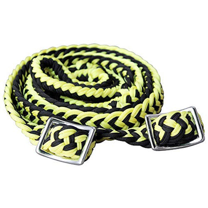 HILASON Braided Poly Barrel Horse Racing Reins Flat Grip Knots 1" X 8Ft | Rein Gifts - color: Yellow-Black