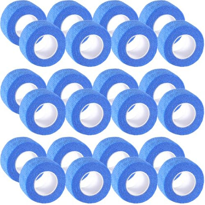 IndigoCase 24 Pack Self Adhesive Bandage Wrap 1 Inch x 5 yd Elastic Tape - color: Blue, size: 1 Inch - 24 Pack