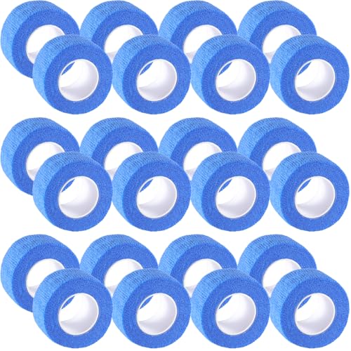 IndigoCase 24 Pack Self Adhesive Bandage Wrap 1 Inch x 5 yd Elastic Tape - color: Blue, size: 1 Inch - 24 Pack