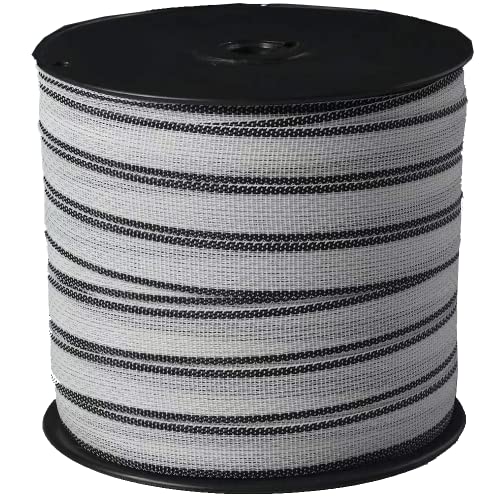 1 INCH Electric Fence Polytape, 8 Strands of Electrical Conductors Poly Electric Fence Tape, 656 Feet Roll, 1 Inch Wide White and Black Poly Tape Electric Fence