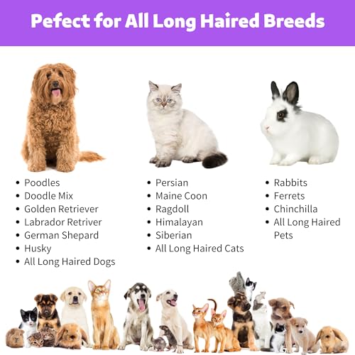 2 in 1 Dogs Cats Dematting Grooming Comb, Perfect Deshedding Undercoat Rake for Poodle & Goldendoodle, Efficiently Detangling Shedding Loose Hair & Matted Fur, All Long Haired Pet (Dark) - color: Dark Walnut