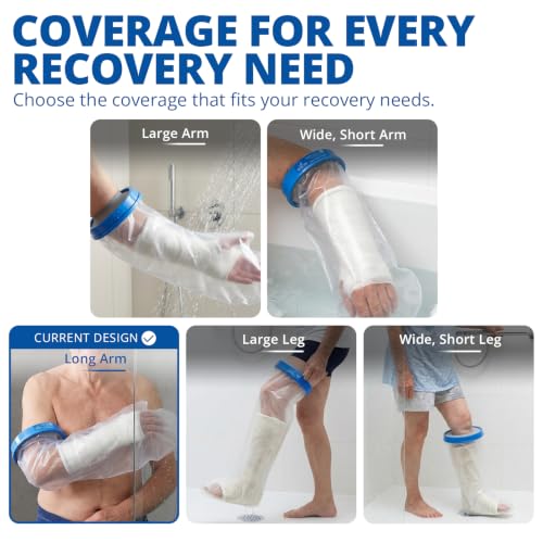 Blue Jay 39" Adult Long Arm Waterproof Cast Cover, Reusable Bandage Protector with Watertight Seal & Flexible Opening, for Showering, Broken Arm, Wound Dressings and IV Sites Recovery - size: Long