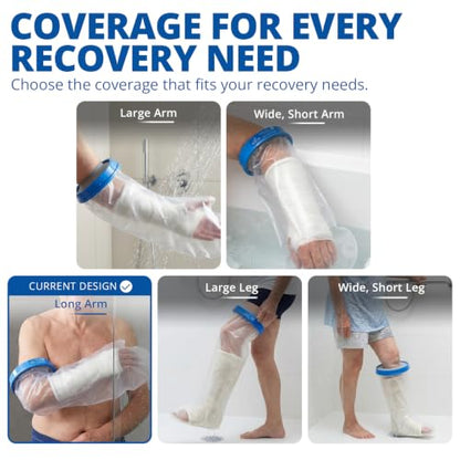 Blue Jay 39" Adult Long Arm Waterproof Cast Cover, Reusable Bandage Protector with Watertight Seal & Flexible Opening, for Showering, Broken Arm, Wound Dressings and IV Sites Recovery - size: Long