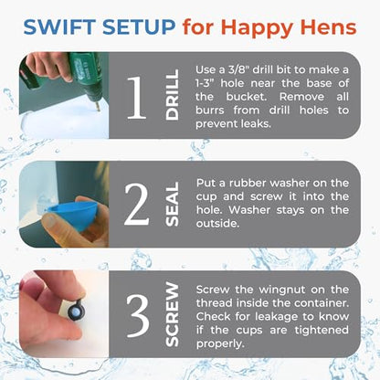 Lil Clucker - Blue Large Automatic Chicken Waterer Cups Suitable for Ducks, Geese, Turkeys, and Bunny Rabbit - Water Feeder Kit - Poultry Waterer - Pack of 8… - size: 8-Pack