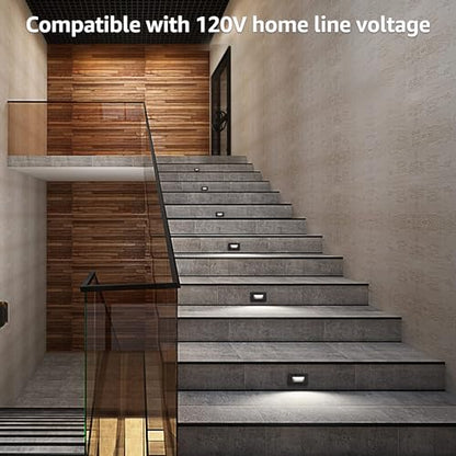 LEONLITE 6-Pack 5CCT 120V LED Step Lights, Horizontal, Black - color: Black, size: 4.72 Inch