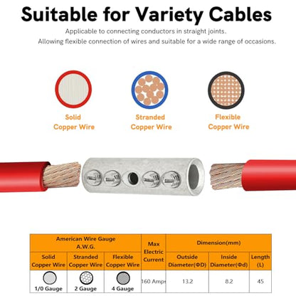 2 Gauge Wire Butt Connectors 6 PCS Tinned Brass Mechanical Butt Splice Connectors Kit 2 AWG Mechanical Repair Splice Kit Splice Screw Sleeves 6 PCS Mechanical Splices with 6 PCS 3:1 Heat Shrink Tubes - size: 2 Gauge, style: Mechanical Splice - Tinned Bras