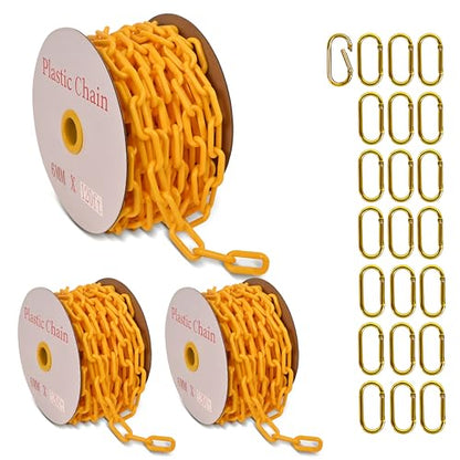 360 Feet Plastic Barrier Chain Yellow,1.5-Inch Link Diameter Safety Barrier Chain，Large Plastic Chain，6MM Plastic Barrier Chain，Plastic Chain Links - color: Yellow, size: 1-1/2 in-360feet