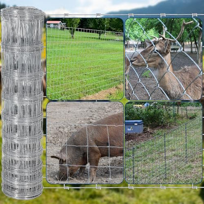 Garvee Livestock Fence, 5Ft x 328Ft Galvanized Wire Fencing, Cattle Farm Fence, Heavy Zinc Coated Deer Goat Cattle Fence for Farm Yard Livestock Protection