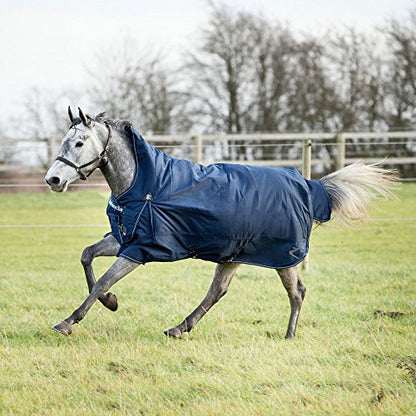 Horze Avalanche 1200D Ripstop High Neck Heavy Weight Waterproof Horse Turnout Blanket (300g Fill) - Peacoat Dark Blue - 84 in - size: 84 in