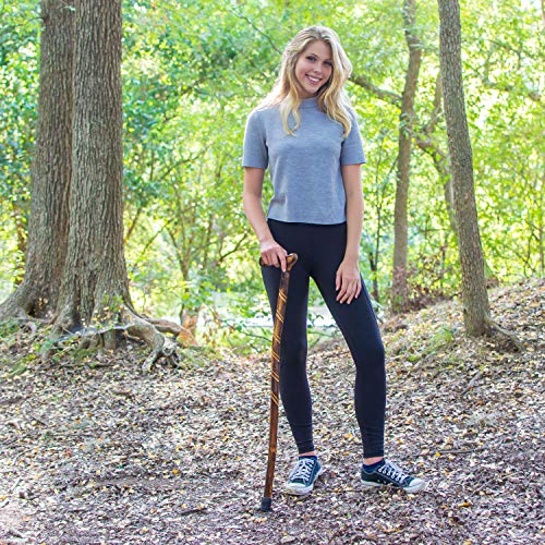 RMS Wood Cane - 36 Inch Natural Wood Walking Stick - Handcrafted Wooden Offset Canes and Walking Canes for Men or Women - color: Spiral