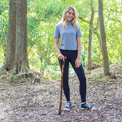 RMS Wood Cane - 36 Inch Natural Wood Walking Stick - Handcrafted Wooden Offset Canes and Walking Canes for Men or Women - color: Spiral