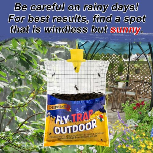 4 Big Fly Bags Outdoor Traps Hanging for Patio - Pre-Baited, Disposable - size: 4 pack