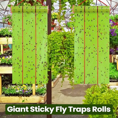 Qualirey 1 Pcs Giant Flypaper Fly Traps, 295ft Sticky Fluorescent Green - color: Fluorescent Green