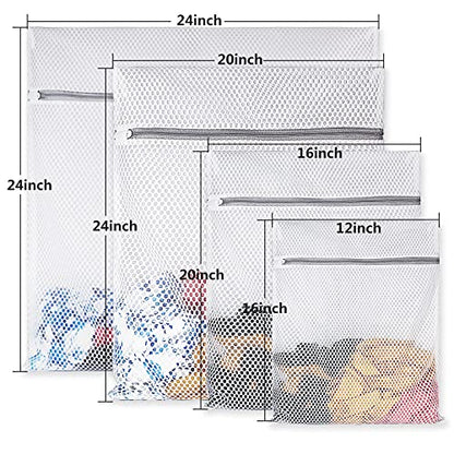 4Pcs Durable Honeycomb Mesh Laundry Bags for Delicates Reusable Wash Bag(1XX-Large 24 x 24 Inches,1X-Large 20 x 24 Inches,1 Large 16 x 20 Inches, 1 Medium 12 x 16 Inches) - size: Set of 4(1XXL+1XL+1L+1M)