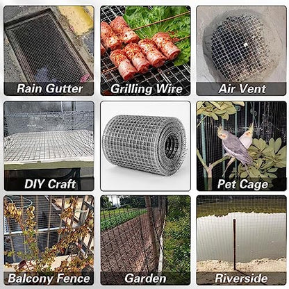 Hardware Cloth 4'' x 20' 1/4 in Galvanized Wire Mesh Roll (23 GA) Chicken Wire Fence Roll for Chicken Pen/coop Fences, Screen mesh, Rabbit/Snake Fences, Poultry enclosures, Handicraft Making, etc. - size: 4In x 20Ft