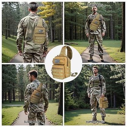 HAOMUK Tactical Sling Bag Backpack Military Rover Shoulder Sling Pack Small EDC Crossbody Chest Bag for Men - color: Khaki