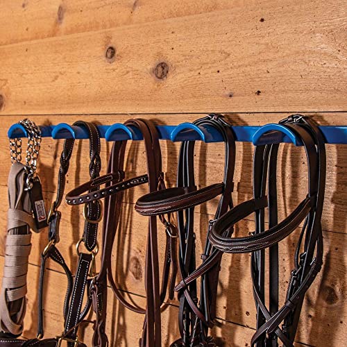 EASY-UP Coated Metal 5 Hook Rounded Tack Rack | Horse Tack Organizer for Barn & Equestrian Enthusiasts | Portable & Mountable with Supportive Crowns