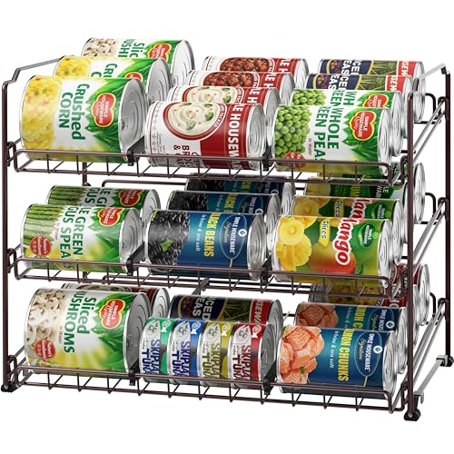Simple Houseware 3-Tier Stackable Can Organizer Rack Hold 36 Cans, Bronze - color: Bronze