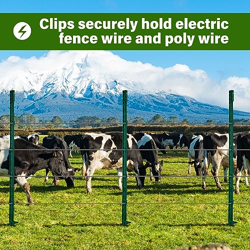 Sintuff 50 Pack Electric Fence Posts, 40 Inch Plastic Step in Heavy Duty Sturdy Fence Posts for Farm Garden Yard Temporary Outdoor Wire Fencing(Green) - color: Green