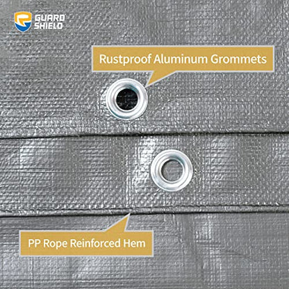 GUARD SHIELD Tarps Heavy Duty Waterproof 10x20 Feet Silver/Black Poly Tarp Cover Outdoor Thick UV Resistant Tarpaulin with Grommets 10mil (2-Pack) - color: Silver/Black, size: 10x20 (2-Pack)