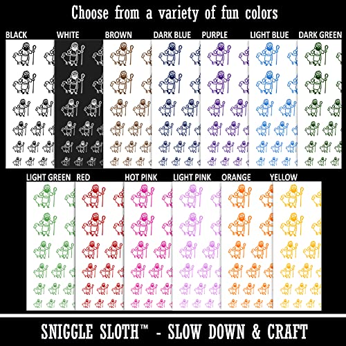 Biblical Shepherd Sheep Staff Crook Temporary Tattoo Water Resistant Fake Body Art Set Collection - Dark Green (One Sheet) - color: Dark Green (One Sheet)