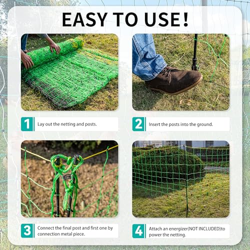 PPOLB Electric Fence Netting - 35.4" H x 164' L, Portable Movable Livestock Nets Mesh for Goats, Sheep, Hogs, Dog, All-Purpose Electric Fencing for Backyards, Homesteaders, Farms Ranches, and Gardens - size: 35.4" H x 164' L Livestock