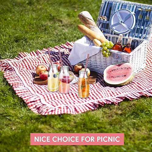 Tioncy 20 Pack 8.5 oz Reusable Glass Milk Bottles with Lids and Straws