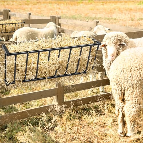 Hay Feeder, 40.5" x 9.5" x 15.7", Heavy-Duty Steel Goat, Sheep & Horse Hay Rack, Wall Mounted Holder