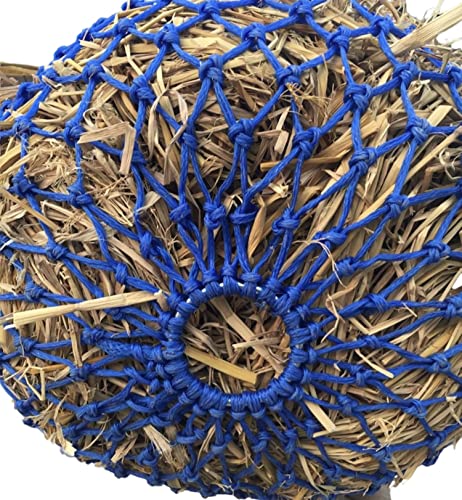 Majestic Ally 2 Pcs 1.25”x1.25” Holes Ultra Slow Feed 40” Very Sturdy Hay Net with Bottom Ring for Goat, Sheep and Livestock Simulatr grazing, Reduces Waste (Royal Blue) - color: Royal Blue