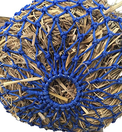 Majestic Ally 2 Pcs 1.25”x1.25” Holes Ultra Slow Feed 40” Very Sturdy Hay Net with Bottom Ring for Goat, Sheep and Livestock Simulatr grazing, Reduces Waste (Royal Blue) - color: Royal Blue