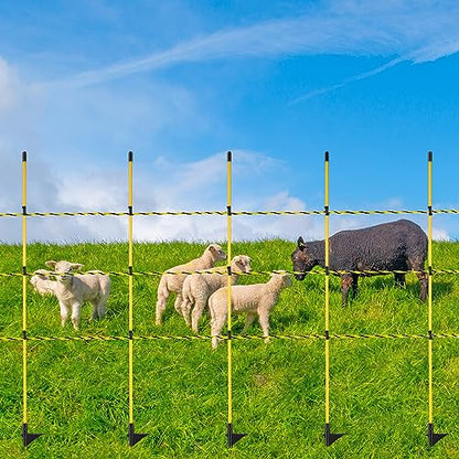 Sasylvia 36 Pcs 45 Inch Electric Fence Posts for Sheep, Lamb,Yellow Black