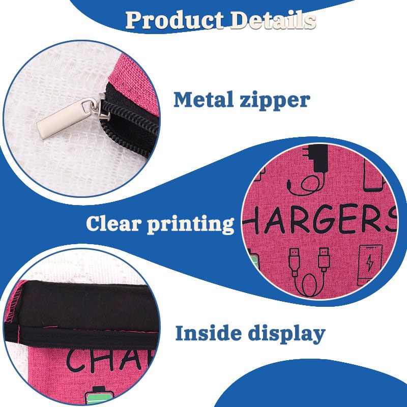 ShiQiao Spl Chargers Cables Storage Bag Travel Cable Storage Organizer Bag Chargers Makeup Cosmetic Bag Pouch Electronic Charging Organizer for Women Birthday Christmas Gift for Daughter Friend - style: Pink Charger