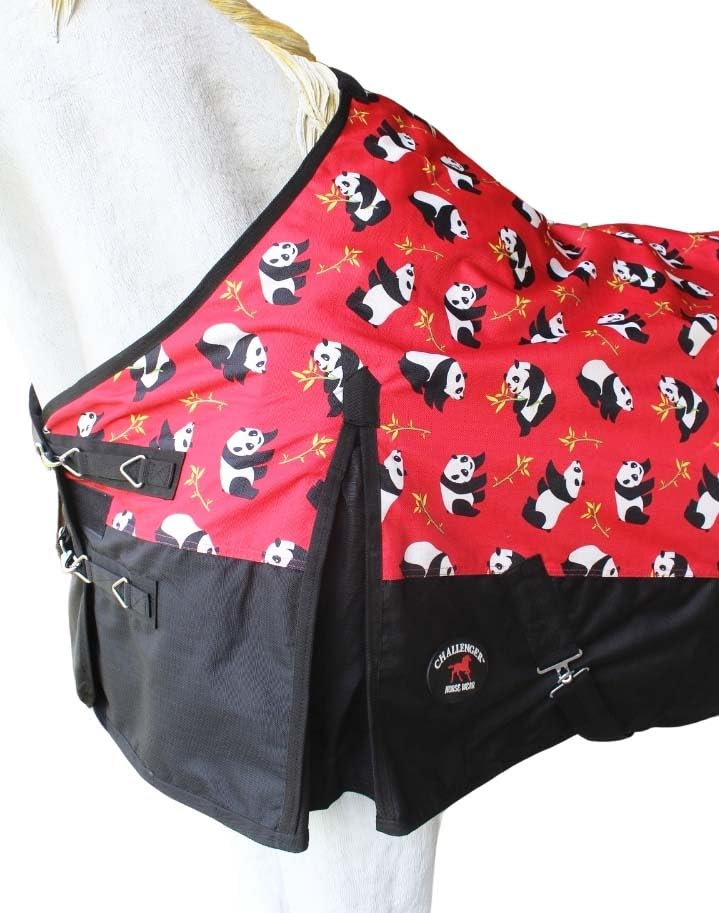 Challenger 1200D Turnout Waterproof Rain Light-Weight Sheet Plaid Horse Blanket 3EE10G - color: Panda Print, size: 76 inches