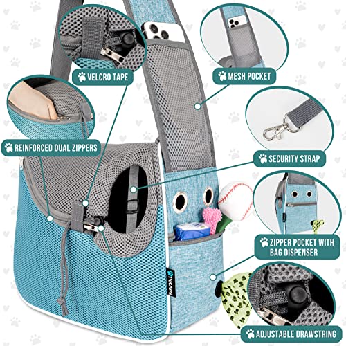 PetAmi Dog Sling Carrier for Small Dogs, Hands Free Crossbody Carrier, Blue - color: Teal Blue