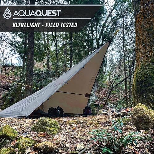 AquaQuest Guide Tarp – Ultralight Waterproof (5,000 mm) Seam-Taped 40D Ripstop Rain Fly for Backpacking, Stealth Camping & Thru-Hiking - color: Stealth Gray, size: 20 x 13 ft
