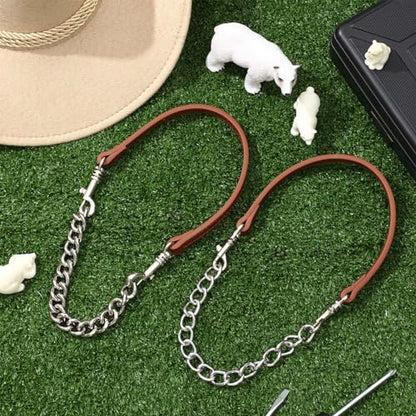Misdary 8 Pcs Goat Show Collars Adjustable 14" Chain, 14'', Brown - color: Brown