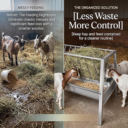 Portable Double Side Feeding Trough, Anti Waste Ruminant Trough, Sheep Goat Cattle Feeder for Small Farm