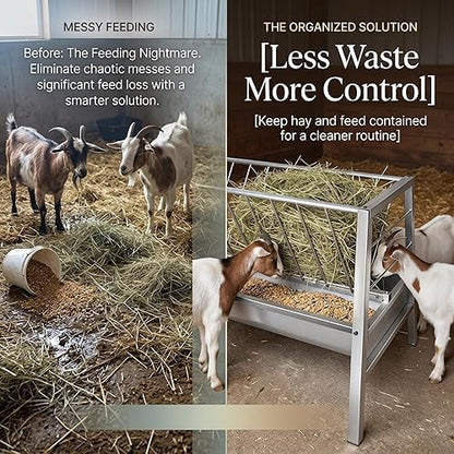 Portable Double Side Feeding Trough, Anti Waste Ruminant Trough, Sheep Goat Cattle Feeder for Small Farm