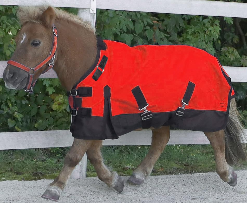 Mini/Pony 1200 Denier Adjustable Neck Waterproof Turnout Sheet - color: Red, size: 42 - 46