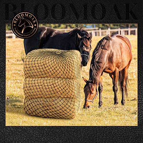 Bloomoak Slow Hay Net Feeder for Horses, Durable Soft Black PE 2String Hay Bales Bags with 2" Hole, Fit 36 * 18 * 18" Square Bale Easily… - color: 2 String-2" Hole-Slow Feed/1PC