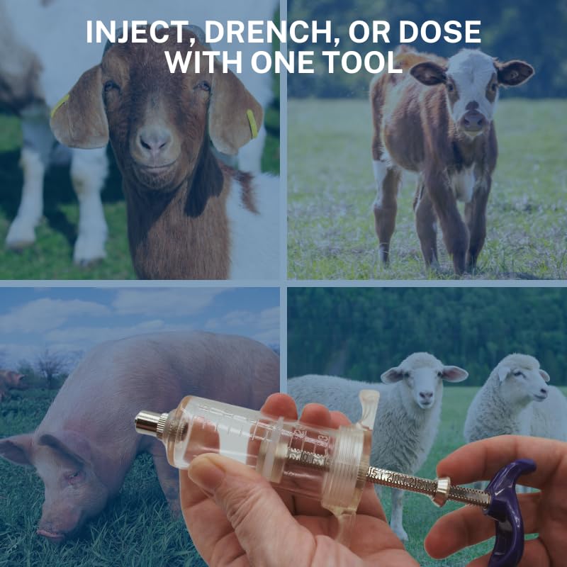 Reusable Veterinary Syringe with Dose Nut (30cc) – Durable Plastic Barrel - size: 30cc