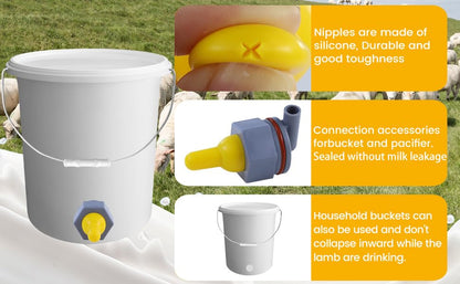 6-Pack Yellow Silicone Lamb Nipple, Sheep, Goat, Animal Feeding & Livestock Teat - Premium Replacement for Orphaned Lambs, Kids, Piglets, Durable & Bite-Resistant（Does not Include Barrel）
