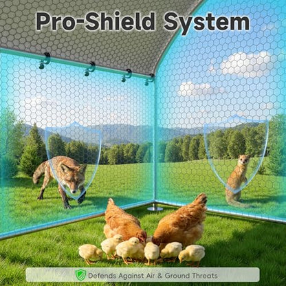23.2x9.8 FT Extra Large Metal Chicken Coop, Walk-in Poultry Run Pen | Waterproof Cover, Reinforced Metal Structure, Walk-in Chicken Run, Outdoor Poultry Cage for Ducks Hens Rabbits - size: 236.0"L x 118.0"W x 78.0"H
