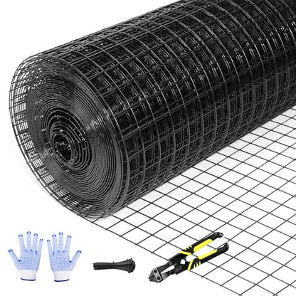 Tongmo 48" x 100' Black Hardware Cloth, 1inch Mesh Chicken Wire Fence, 19 Gauge Vinyl Coated Wire and Welded Wire Roll,Garden Fence, Poultry Netting for Rabbit/Duck/Chicken Coop