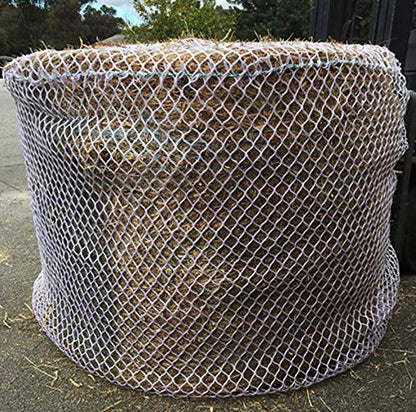 KNOTLESS Heavy Duty 5mm Thick Round Bale Slow Feed Hay Net 6x6 (Hole_Size_2.5 inches) - size: Hole_Size_2.5"