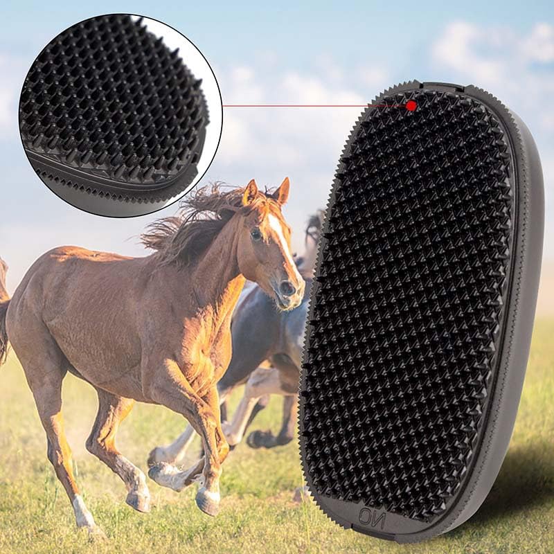 horse hair brushes, horse deshedding tool, PESSILIN 6-in-1 Horses Brushes Shedding Massage Deshedding for Horses, horse grooming brushes (Black)