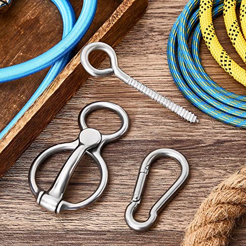 Dunzy 2 Sets Horse Tie Ring, Horse Tack and Supplies Horse Training Equipment Safe Horse Accessories with Eye Bolt, Tie Rings (Silver)