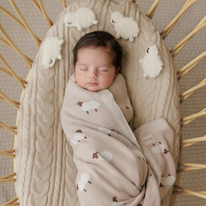 Baby Swaddle Blanket - 100% Luxury Cotton Knit Soft Cozy Lightweight Unisex Receiving Stroller Quilt Blanket for Shower Gift Registry for Newborns Infants Toddlers (Sheep - Khaki) - color: 01 - Sheep - Khaki